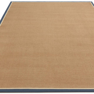 Bordo navy bouclé rug corner and woven border detail