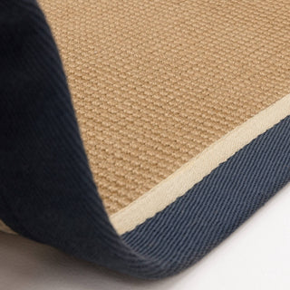 Bordo navy bouclé jute rug edge detail