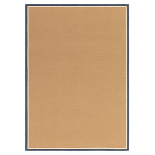 Bordo bouclé jute rug in navy and cream, full view with border