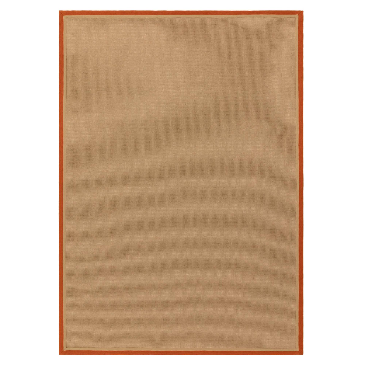 Bordo bouclé jute rug in rust and linen, full view with border
