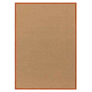 Bordo bouclé jute rug in rust and linen, full view with border
