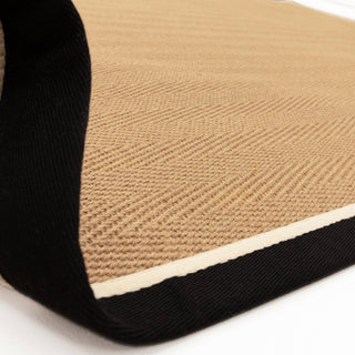 Bordo charcoal herringbone jute rug edge detail