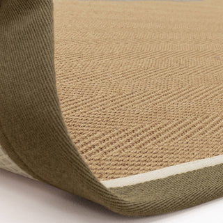 Bordo khaki herringbone jute rug edge detail