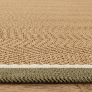 Bordo khaki herringbone jute rug angled view