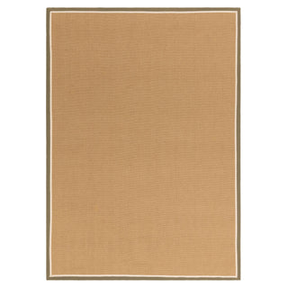 Bordo herringbone jute rug in khaki and cream, full view with border