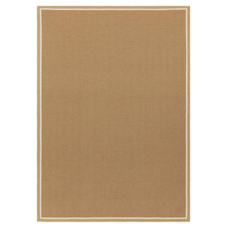 Bordo herringbone jute rug in linen and cream, full view with border