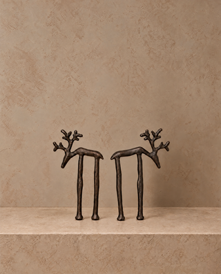 Nordic Bronze Metal Reindeer Figurine