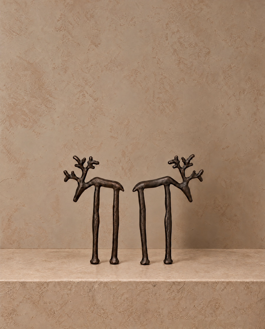 Nordic Bronze Metal Reindeer Figurine