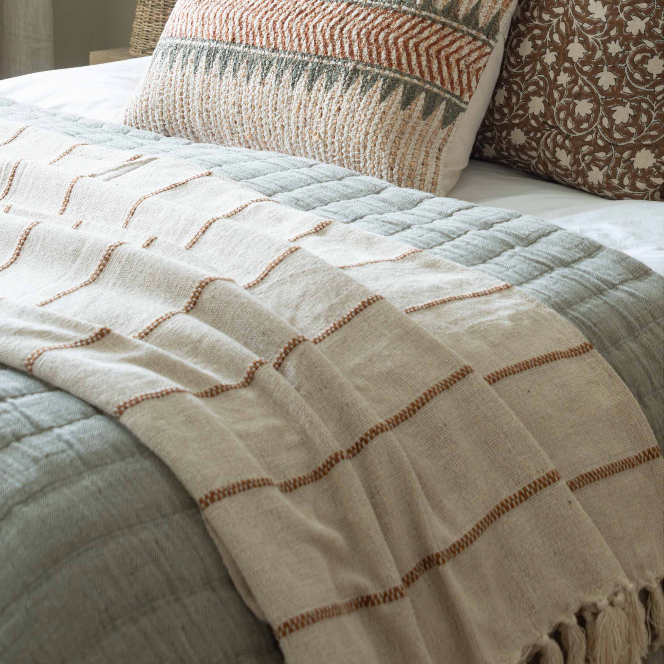 Made from 100% cotton, the Worthing Striped Throw is both beautiful and functional. Draped over a sofa for an added layer of texture, its natural and tan colour palette finishes off your space with an effortless look and feel.