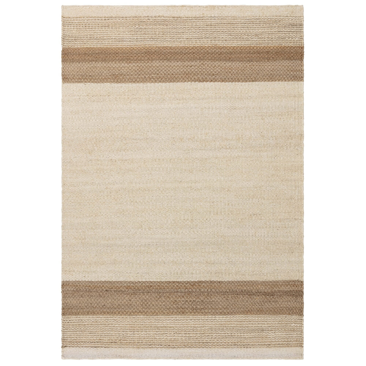 Cedar handwoven jute rug in bleach, full flat view