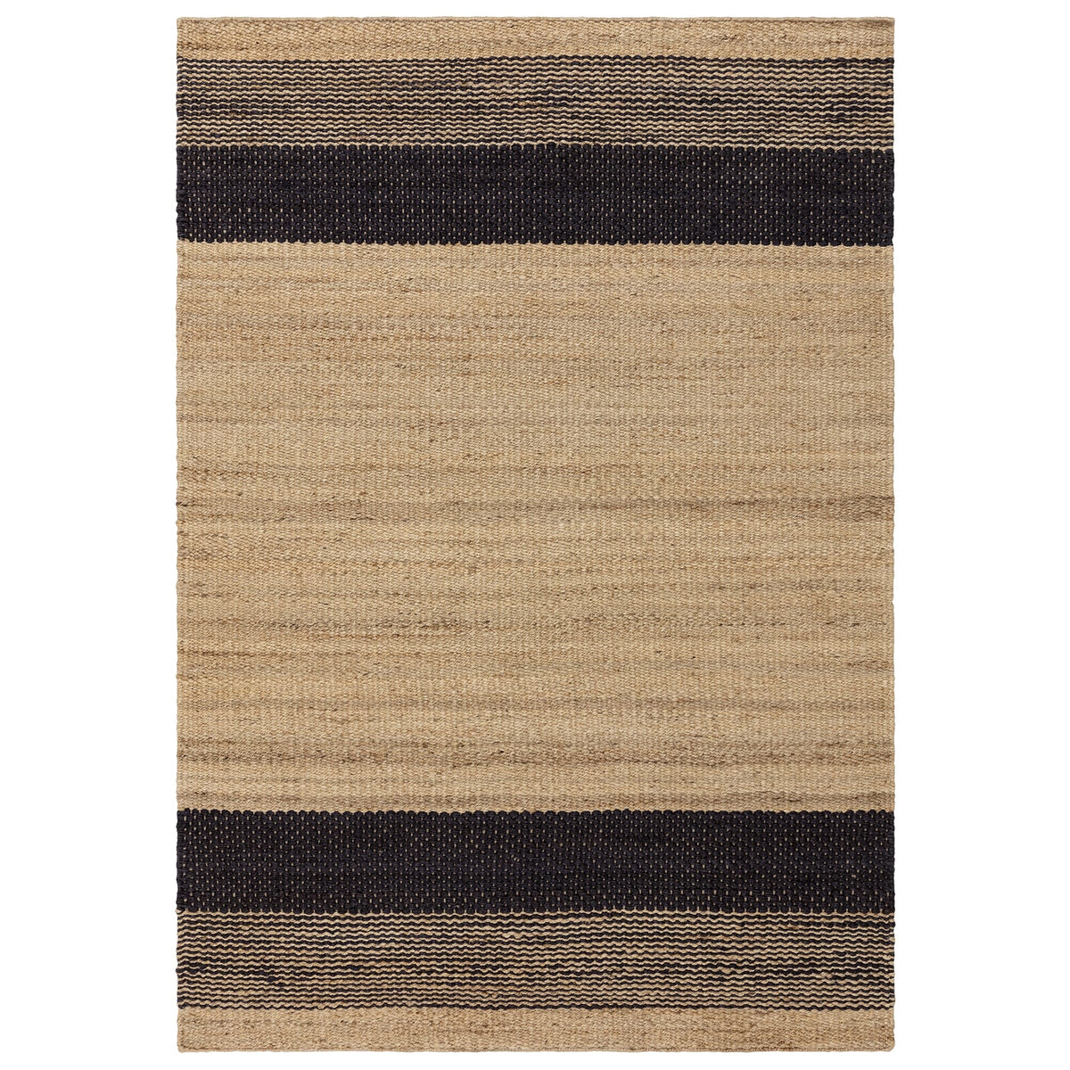 Cedar handwoven jute rug in charcoal, full flat view
