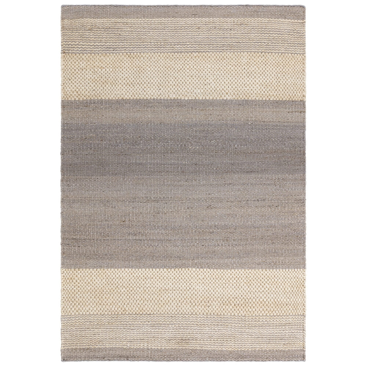 Cedar handwoven jute rug in grey, full flat view