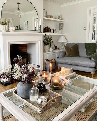 Charles Ted Acacia Wood & Rattan Coffee Table with Glass Top - CharlesTed Home