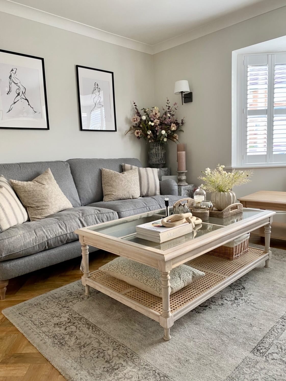 Charles Ted Acacia Wood & Rattan Coffee Table with Glass Top - CharlesTed Home