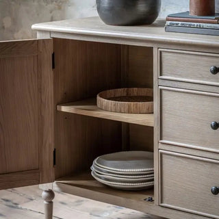 Charles Ted Antoine Rustic Oak Sideboard with Lime Wash Finish – Elegant Storage Solution - CharlesTed Home