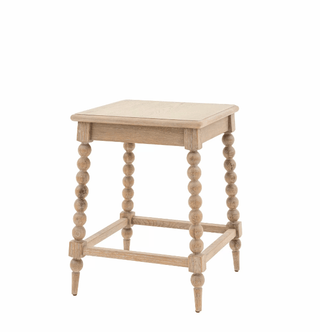 Charles Ted Antoine Side Table – Elegant Bobbin - Leg Oak Side Table with Lime - Wash Finish - CharlesTed Home