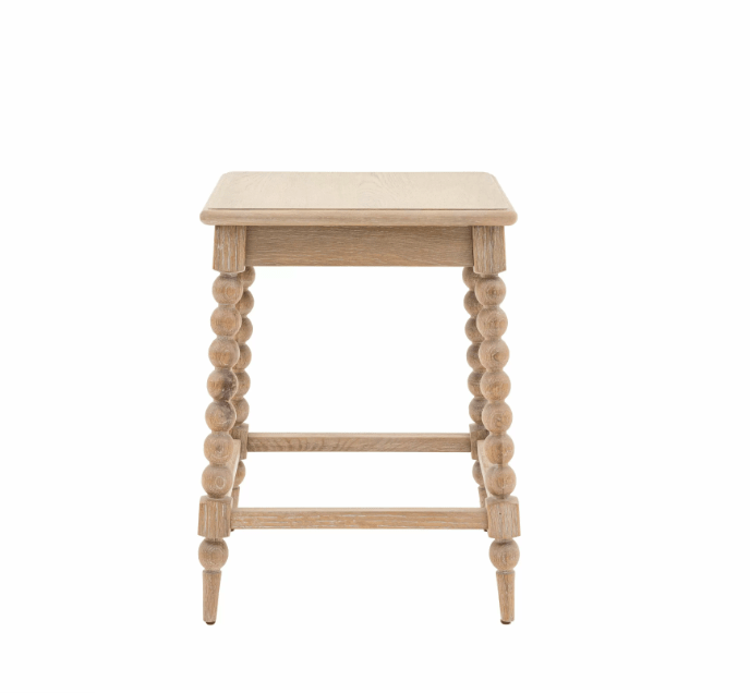 Charles Ted Antoine Side Table – Elegant Bobbin - Leg Oak Side Table with Lime - Wash Finish - CharlesTed Home