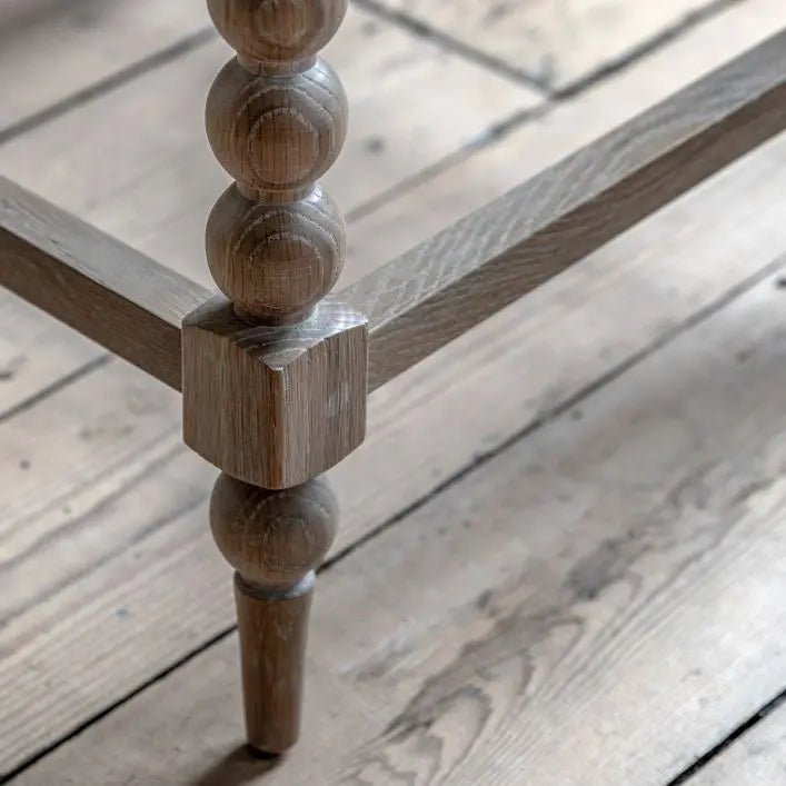 Charles Ted Antoine Side Table – Elegant Bobbin - Leg Oak Side Table with Lime - Wash Finish - CharlesTed Home