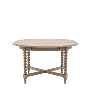 Charles Ted Antoine Turned Wood Extending Dining Table | Limewashed Oak & Oak Veneer | Round - CharlesTed Home