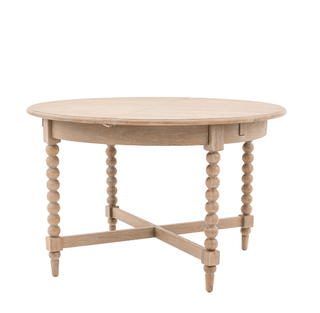 Charles Ted Antoine Turned Wood Extending Dining Table | Limewashed Oak & Oak Veneer | Round - CharlesTed Home