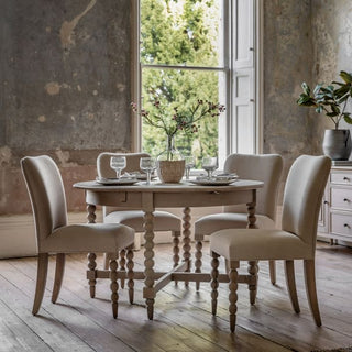Charles Ted Antoine Turned Wood Extending Dining Table | Limewashed Oak & Oak Veneer | Round - CharlesTed Home