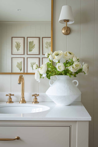 Charles Ted Arlo White Ceramic Vase with Handles – Modern Geometric Decorative Accent - CharlesTed Home