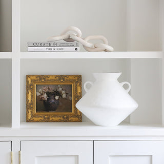 Charles Ted Arlo White Ceramic Vase with Handles – Modern Geometric Decorative Accent - CharlesTed Home