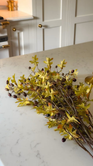 Charles Ted Artificial Oak Leaves and Acorn Spray | Realistic Autumn Foliage Decoration - CharlesTed Home