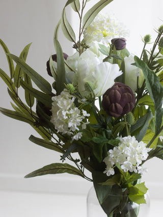 Charles Ted Artificial Tulip and Artichoke Floral Arrangement in Glass Vase - CharlesTed Home
