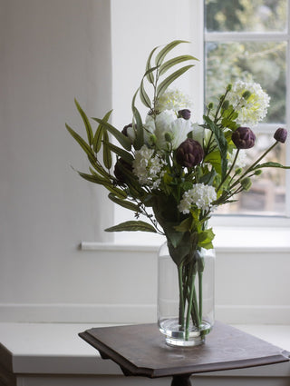 Charles Ted Artificial Tulip and Artichoke Floral Arrangement in Glass Vase - CharlesTed Home