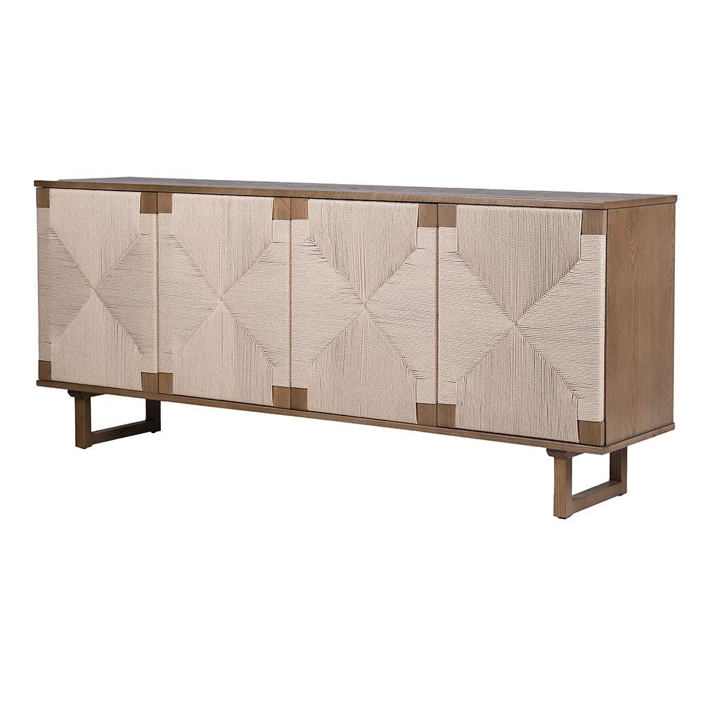 Charles Ted Aurelia Woven Front Oak Sideboard | 4 Door Storage Unit - CharlesTed Home