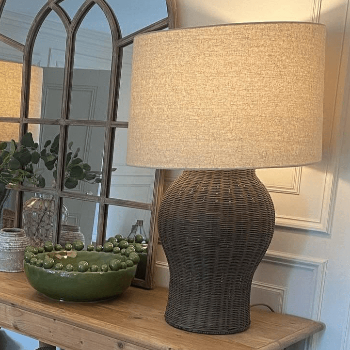 Charles Ted Bali Rattan Table Lamp with Linen Shade - CharlesTed Home
