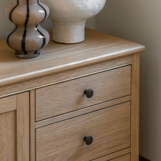 Charles Ted Beeley Oak Small Sideboard with Single Cupboard and Four Drawer Storage - CharlesTed Home