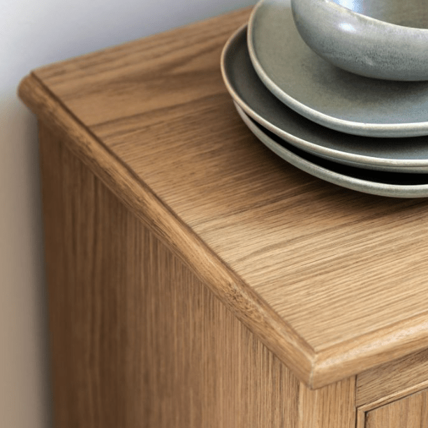 Charles Ted Beeley Oak Small Sideboard with Single Cupboard and Four Drawer Storage - CharlesTed Home