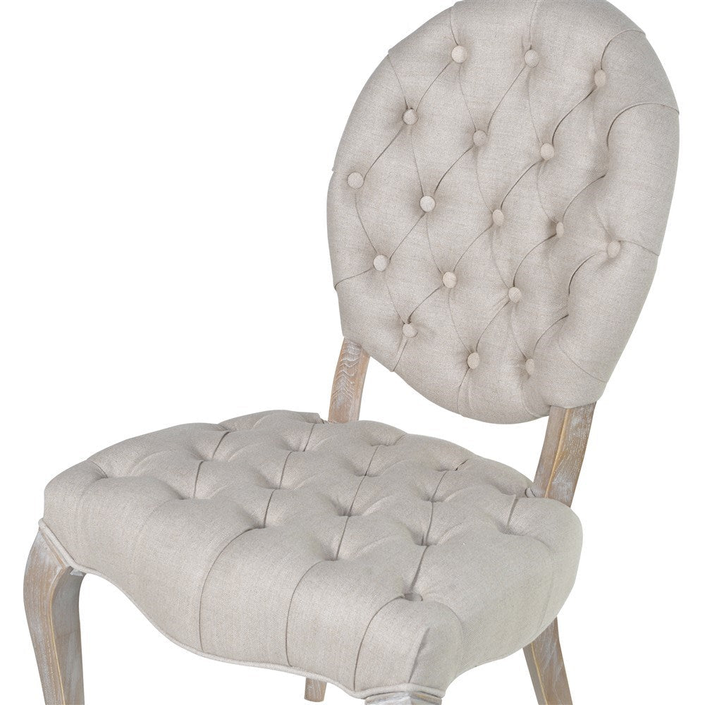 Charles Ted Celine Linen Dining Chair with Tufted Seat and Ash Wood Legs - CharlesTed Home