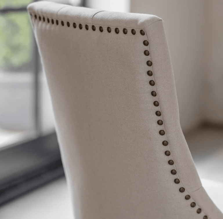 Charles Ted Daylesford Button Back Linen Dining Chair with Stud Detailing - CharlesTed Home