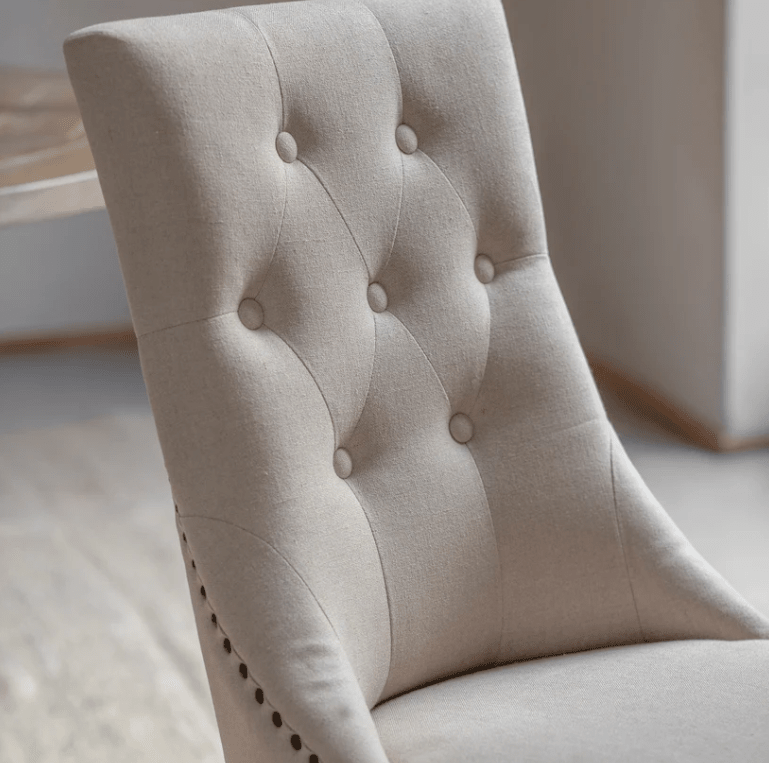 Charles Ted Daylesford Button Back Linen Dining Chair with Stud Detailing - CharlesTed Home