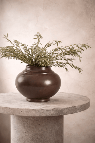 Charles Ted Dayton Ceramic Artisanal Vase in Deep Brown Glaze - CharlesTed Home
