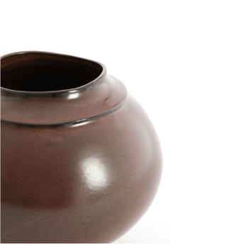 Charles Ted Dayton Ceramic Artisanal Vase in Deep Brown Glaze - CharlesTed Home