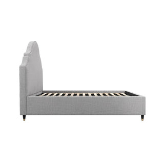 Charles Ted Denning Upholstered Bed in Light Grey Fabric with Curved Headboard | Available in Two Sizes - CharlesTed Home