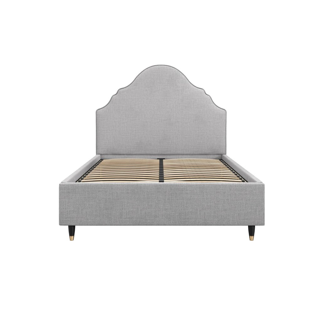 Charles Ted Denning Upholstered Bed in Light Grey Fabric with Curved Headboard | Available in Two Sizes - CharlesTed Home