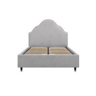 Charles Ted Denning Upholstered Bed in Light Grey Fabric with Curved Headboard | Available in Two Sizes - CharlesTed Home