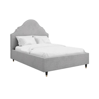 Charles Ted Denning Upholstered Bed in Light Grey Fabric with Curved Headboard | Available in Two Sizes - CharlesTed Home