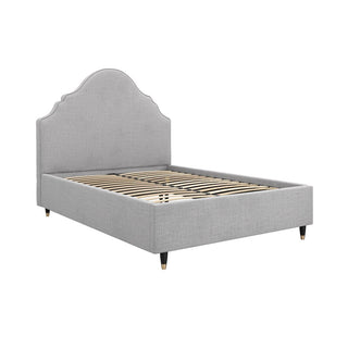 Charles Ted Denning Upholstered Bed in Light Grey Fabric with Curved Headboard | Available in Two Sizes - CharlesTed Home