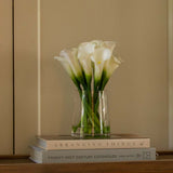 CharlesTed elegant faux calla lily arrangement in clear glass vase — realistic artificial white flowers