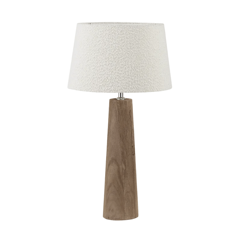 Charles Ted Esther Wooden Table Lamp with White Boucle Shade - CharlesTed Home