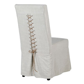 Charles Ted Etienne Tie - back Loose Slip Cover Linen Dining Chair | Off White - CharlesTed Home