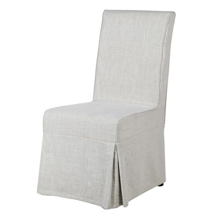 Charles Ted Etienne Tie - back Loose Slip Cover Linen Dining Chair | Off White - CharlesTed Home