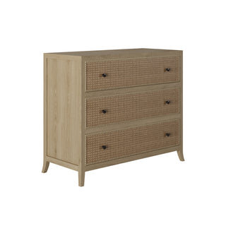 Charles Ted Evelyn Three Drawer Chest | Aged Oak with Rattan Front - CharlesTed Home