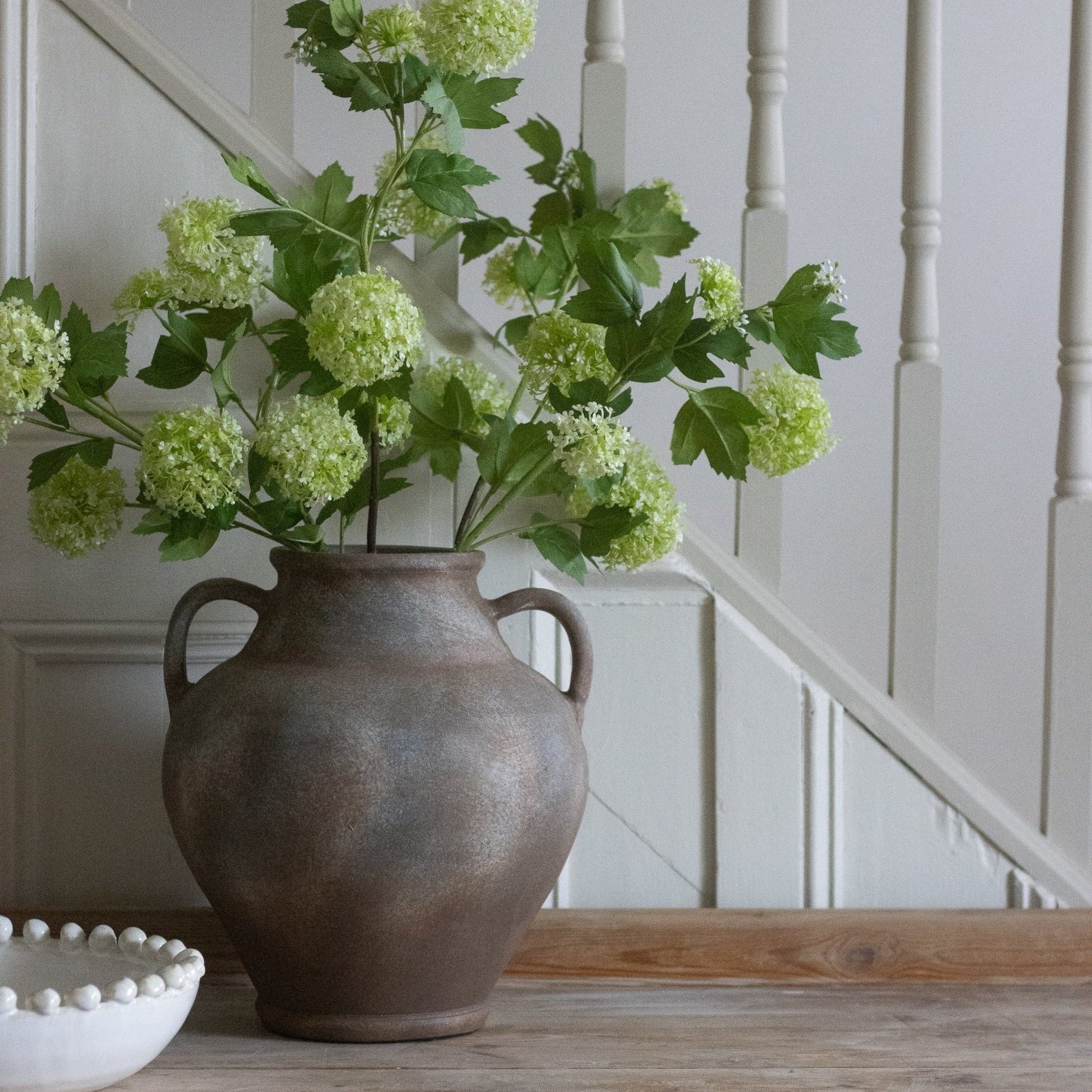 Charles Ted Faux Pompom Viburnum Stem – Realistic Artificial Green Flower Spray - CharlesTed Home